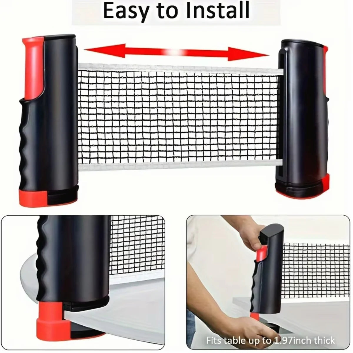 Ping Pong Paddle Set, Portable Table Tennis Set with Retractable Net & Carry Bag,40+ Pingpong Balls Indoor/Outdoor Games，Gift